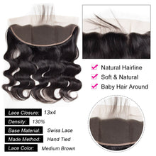 Load image into Gallery viewer, 13x4 Lace Frontal Body Wave 100% Unprocessed Virgin Human Hair