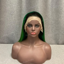 Load image into Gallery viewer, #1b-Green Ombre Hair 13x4 Lace Front Bob Wig Straight 10 Inch