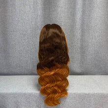 Load image into Gallery viewer, Skunk Stripe Golden Highlights & Brown With Golden Body Wave Front Lace Wig