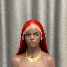 Load image into Gallery viewer, 13X6 Lace Frontal Red Bob Wig Straight Human Hair