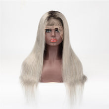 Load image into Gallery viewer, 1b/Grey Color Straight Hair Wig 13×6 Lace Front Wig Virgin Human Hair Wigs