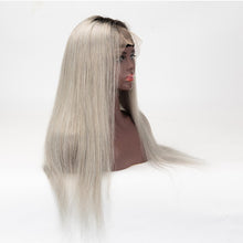 Load image into Gallery viewer, 1b/Grey Color Straight Hair Wig 13×6 Lace Front Wig Virgin Human Hair Wigs