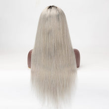 Load image into Gallery viewer, 1b/Grey Color Straight Hair Wig 13×6 Lace Front Wig Virgin Human Hair Wigs