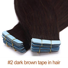 Load image into Gallery viewer, #2 Dark Brown Tape In Human Hair Extensions 20 PCS/ Pack