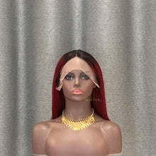 Load image into Gallery viewer, #1b/ 99j Bob Wig T Part Lace Straight Human Hair