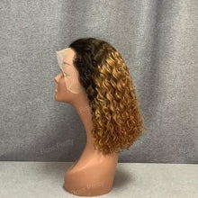 Load image into Gallery viewer, #1b-30 Water Wave Bob Wig Ombre Hair Lace Frontal Bob Wig