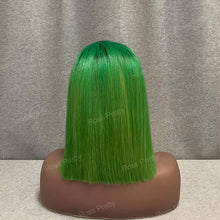 Load image into Gallery viewer, #1b-Green Ombre Hair 13x4 Lace Front Bob Wig Straight 10 Inch