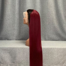 Load image into Gallery viewer, #1B/99j Ombre Burgundy Wig 13X4 Lace Wig Straight Wig Human Hair Wig