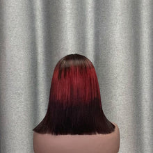 Load image into Gallery viewer, 3T Ombre Burgundy Bob Wig T Part Lace Straight Human Hair