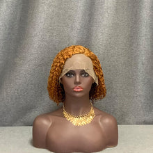 Load image into Gallery viewer, Curly Wave Ginger Human Hair C Side Part Lace Wig