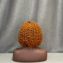 Load image into Gallery viewer, Curly Wave Ginger Human Hair C Side Part Lace Wig
