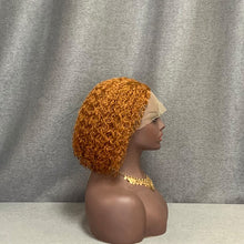 Load image into Gallery viewer, Curly Wave Ginger Human Hair C Side Part Lace Wig