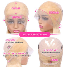 Load image into Gallery viewer, Blonde 360 Wig Glueless Install 613 Ponytail 360 Lace Wig