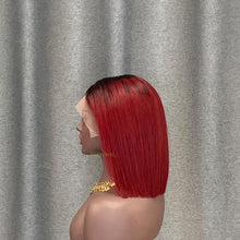Load image into Gallery viewer, #1b/ 99j Bob Wig T Part Lace Straight Human Hair