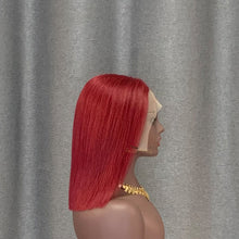 Load image into Gallery viewer, 99j Burgundy T Lace Bob Wig Straight Human Hair