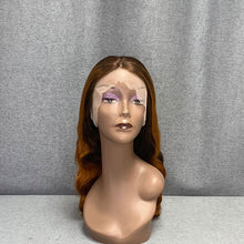 Load image into Gallery viewer, Skunk Stripe Golden Highlights & Brown With Golden Body Wave Front Lace Wig