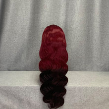 Load image into Gallery viewer, Burgundy & #2 Ombre Body Wave Human Hair 13x4 Lace Front Wig