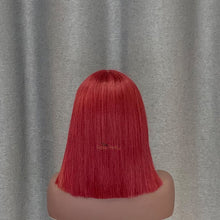 Load image into Gallery viewer, 99j Burgundy T Lace Bob Wig Straight Human Hair