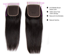 Load image into Gallery viewer, 5×5 Transparent Lace Closure Straight Human Hair