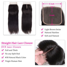 Load image into Gallery viewer, 5×5 Transparent Lace Closure Straight Human Hair