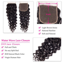 Load image into Gallery viewer, 5×5 Transparent Lace Closure Human Hair Water Wave