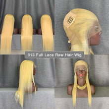 Load image into Gallery viewer, 18 Inch Full Lace Wig Straight Raw Hair 613 Blonde Hair Wig