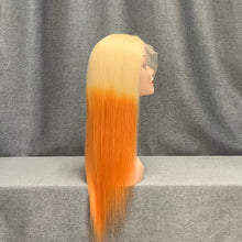 Load image into Gallery viewer, 613-Orange Ombre Color Wig 16 Inch Straight Human Hair Wig