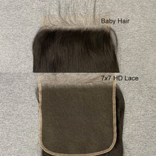 Load image into Gallery viewer, 7x7 HD Lace Closure With Baby Hair 100% Human Hair