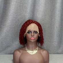 Load image into Gallery viewer, Curly Wave Burgundy Hair C Side Part Lace Wig