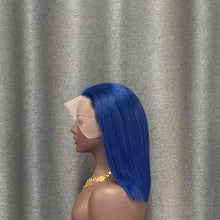 Load image into Gallery viewer, Blue Bob Wig 12 inch 13x4 Lace Front Human Hair