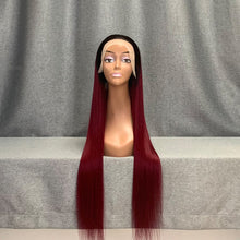 Load image into Gallery viewer, #1B/99j Ombre Burgundy Wig 13X4 Lace Wig Straight Wig Human Hair Wig