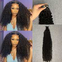 Load image into Gallery viewer, #1b Kinky Curly Tape In Human Hair Extensions 20 Pieces/ Pack