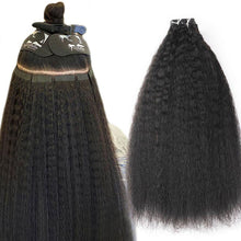 Load image into Gallery viewer, #1b Kinky Straight Tape In Human Hair Extensions