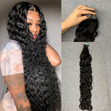 Load image into Gallery viewer, #1b Natural Wave Tape In Human Hair Extensions 20 Pieces/ Pack