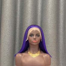 Load image into Gallery viewer, Purple Bob Wig 13x4 Lace Front Human Hair 12 Inch