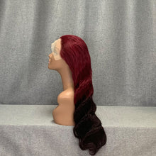 Load image into Gallery viewer, Burgundy & #2 Ombre Body Wave Human Hair 13x4 Lace Front Wig