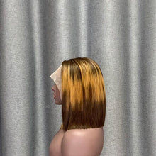 Load image into Gallery viewer, 3T #1b/ 30/ 4 Ombre Color Bob Wig T Part Lace Straight Human Hair