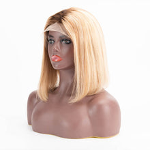 Load image into Gallery viewer, Bob Wig Straight Hair T Lace 4/12/613 Color Middle Part 100% Human Hair Wig