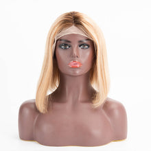 Load image into Gallery viewer, Bob Wig Straight Hair T Lace 4/12/613 Color Middle Part 100% Human Hair Wig