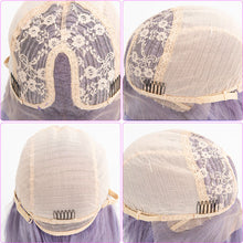 Load image into Gallery viewer, T Lace Bob Wig Middle Part Human Hair Lilac Color