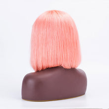Load image into Gallery viewer, T Lace Bob Straight Pink Color Middle Part Wig Human Hair Wig