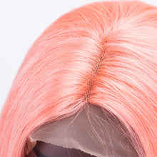 Load image into Gallery viewer, T Lace Bob Straight Pink Color Middle Part Wig Human Hair Wig