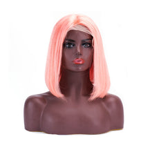 Load image into Gallery viewer, T Lace Bob Straight Pink Color Middle Part Wig Human Hair Wig