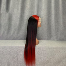 Load image into Gallery viewer, Red-1B-Red Straight Human Hair 13x4 Lace Front Wig