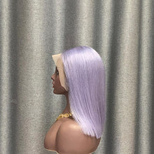 Load image into Gallery viewer, Periwinkle Color Human Hair Lilac Bob Wig 13x4 Lace Front 10-16 Inch