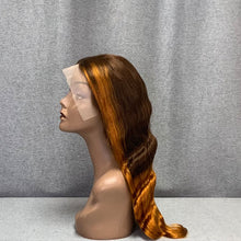 Load image into Gallery viewer, Skunk Stripe Golden Highlights & Brown With Golden Body Wave Front Lace Wig