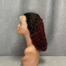 Load image into Gallery viewer, Burgundy Bob Wig #1b-99j Hair Water Wave Lace Front Bob Wig