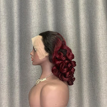 Load image into Gallery viewer, Loose Wave #1B/99j Ombre Burgundy Wig 13X4 Lace Wig 16 Inch