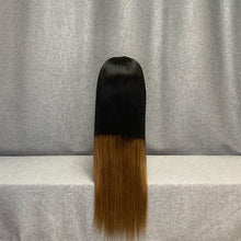 Load image into Gallery viewer, #1b-30 Ombre Wig With #30 Highlights Skunk Stripe Frontal Wig
