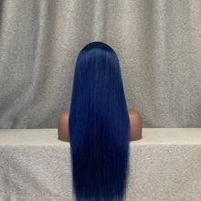 Load image into Gallery viewer, Blue Color Human Hair Straight 13x4 Lace Front Wig